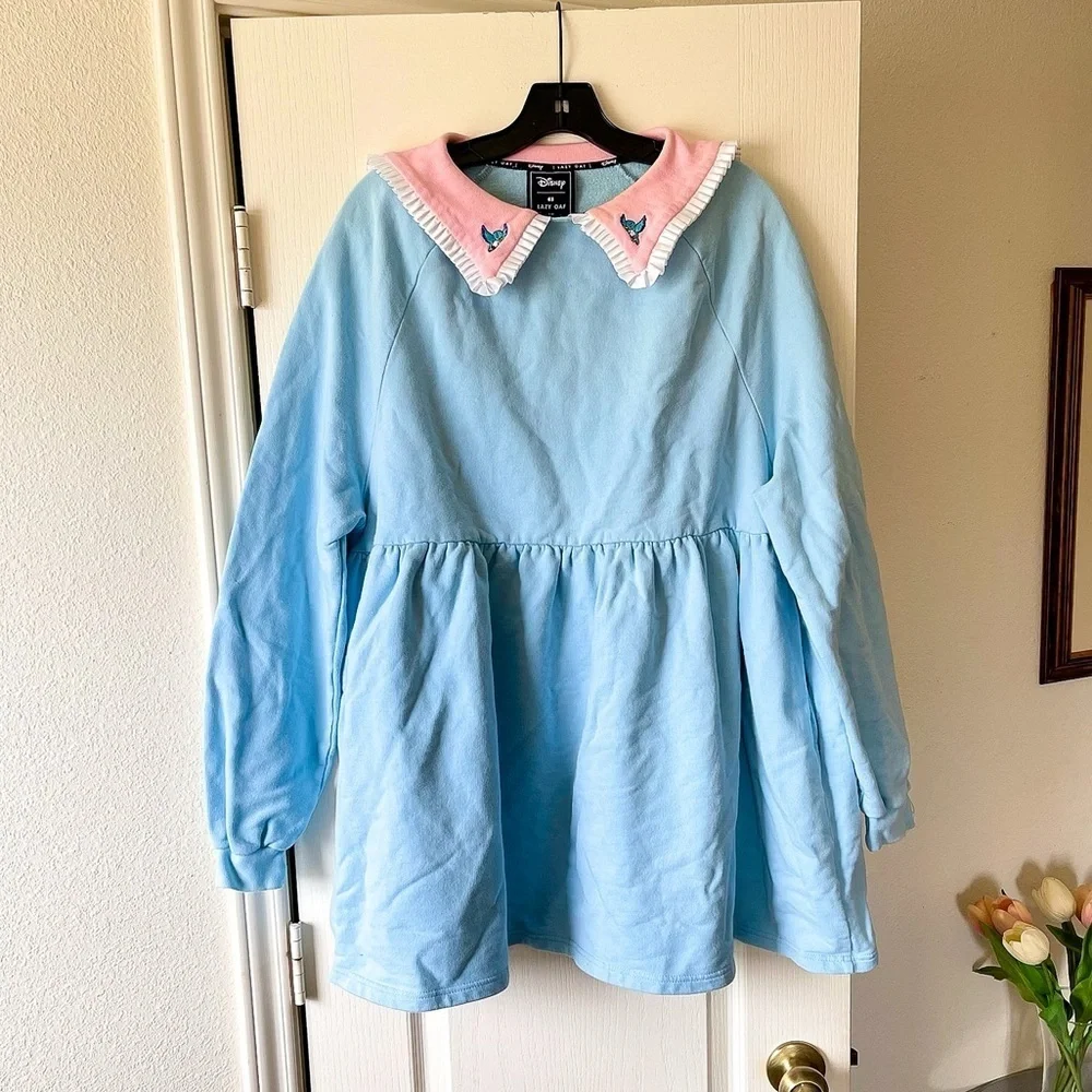 Lazy Oaf X Disney Cinderella Sweater Dress Blue Pink Long Sleeve Size Small GUC - Picture 2 of 10